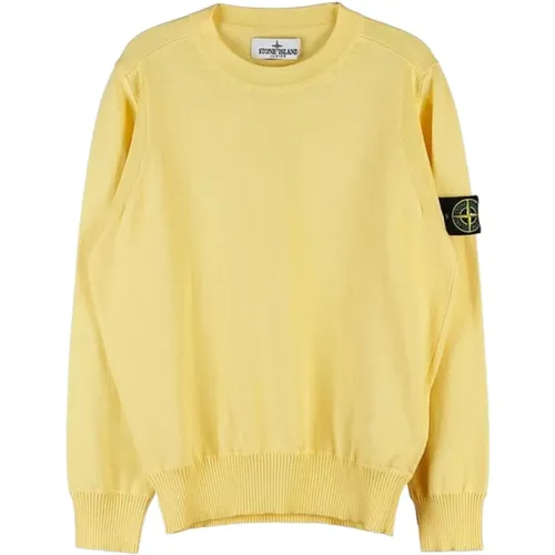 Gelber Crewneck Pullover mit Logo-Detail - Stone Island - Modalova