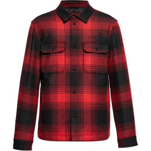 Padded checkered shirt , male, Sizes: S - Woolrich - Modalova