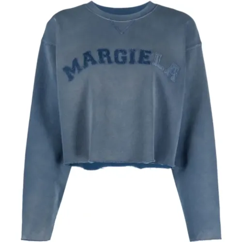 Indigo Logo Patch Sweatshirt , female, Sizes: S, M - Maison Margiela - Modalova