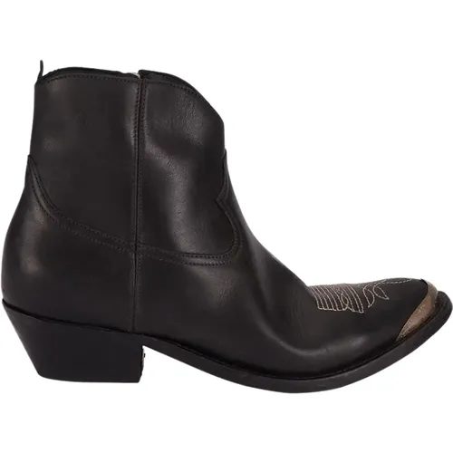 Leather Young Boots with Embroidered Design , female, Sizes: 3 UK, 4 1/2 UK, 4 UK, 5 1/2 UK, 5 UK, 7 UK - Golden Goose - Modalova