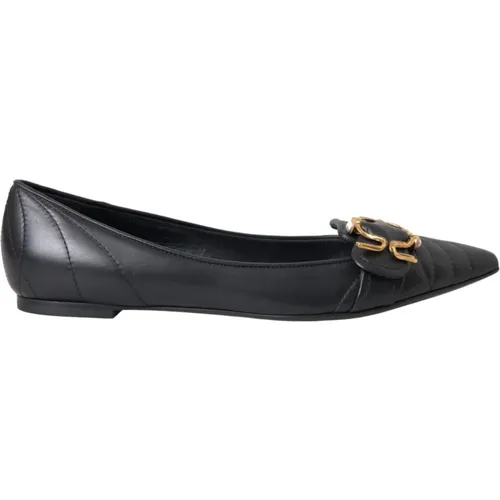 Devotion Leather Flats Shoes , female, Sizes: 4 UK - Dolce & Gabbana - Modalova