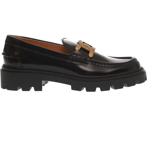 Schwarze Mokassin-Schuhe für Frauen,Schwarze Lackleder Loafer Schuhe - TOD'S - Modalova