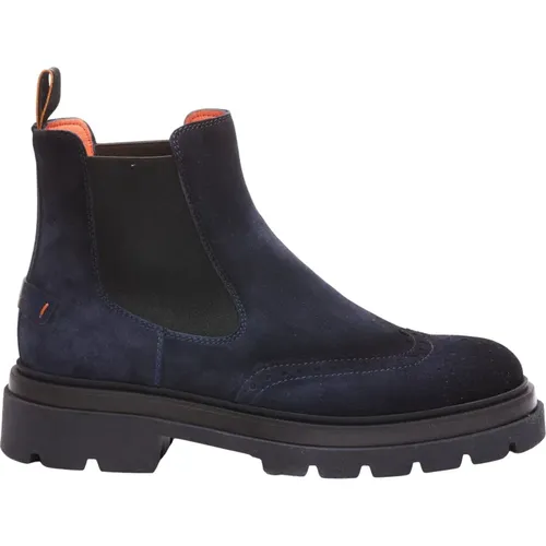 Stilvolle blaue Chelsea-Stiefel für Männer , Herren, Größe: 39 EU - Santoni - Modalova