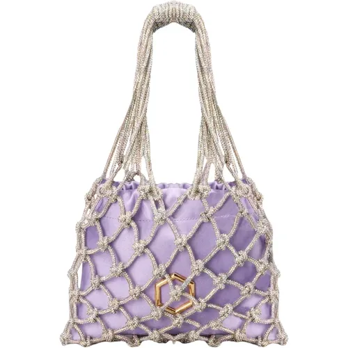 Carrie Crystal Mesh Mini Bag , female, Sizes: ONE SIZE - Hibourama - Modalova