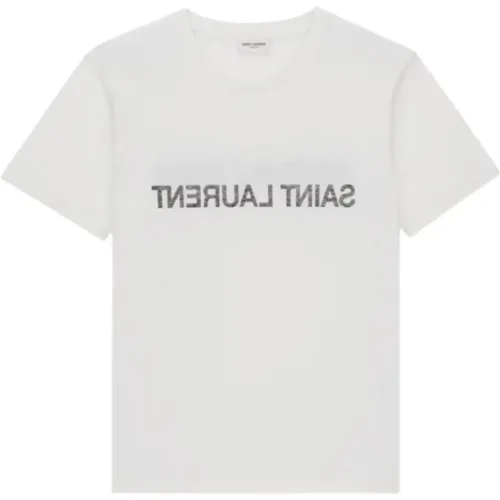 Umgekehrtes Logo T-Shirt , Herren, Größe: 2XL - Saint Laurent - Modalova