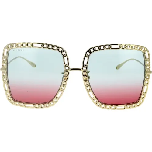 Cool and Fashionable Oversized Sunglasses with Metal Chain , female, Sizes: 57 MM - Gucci - Modalova