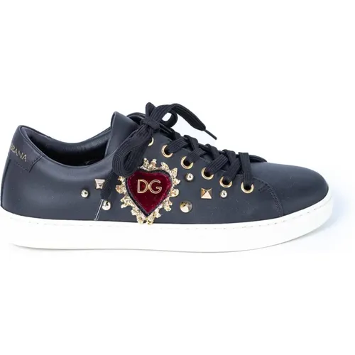 Herzapplikation Sneakers , Damen, Größe: 35 EU - Dolce & Gabbana - Modalova