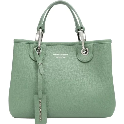 Verstellbarer Riemen Kleine Handtasche,Grüne Tasche mit Gehämmerter Textur und Logo-Druck - Emporio Armani - Modalova