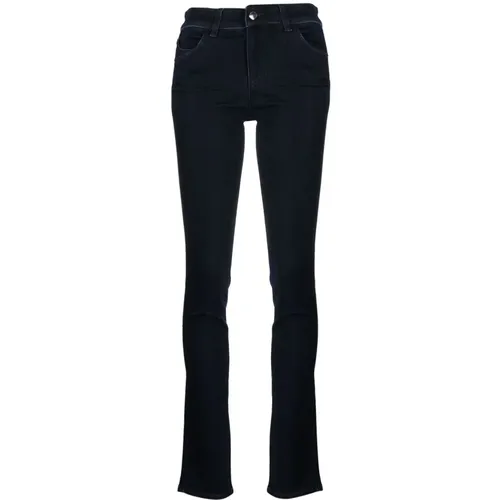 Slim Fit High Waist Indigo Jeans , female, Sizes: W25, W26 - Emporio Armani - Modalova