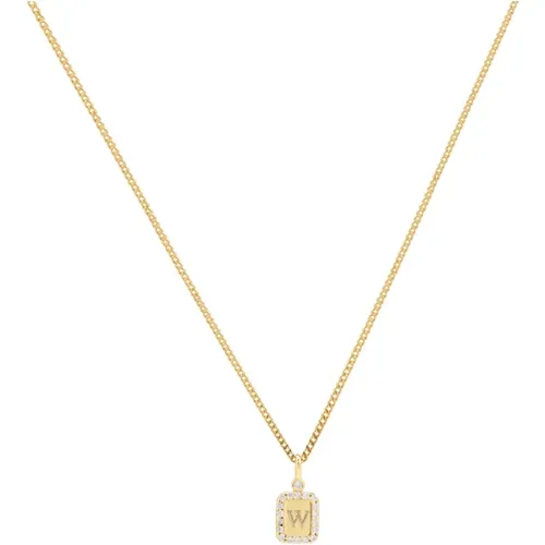 Pavé Tag Necklace Gold , female, Sizes: ONE SIZE - Vedder & Vedder - Modalova