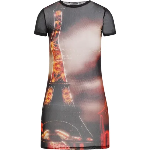 Black Mesh Mini Dress Pigalle Print , female, Sizes: S - Jean Paul Gaultier - Modalova