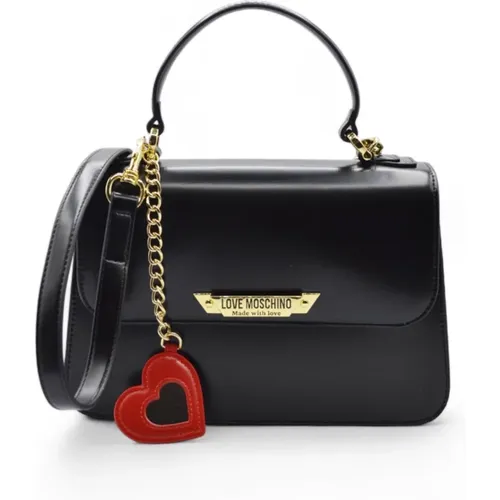 Iconic Shoulder Bag Glossy Heart Chain , female, Sizes: ONE SIZE - Love Moschino - Modalova