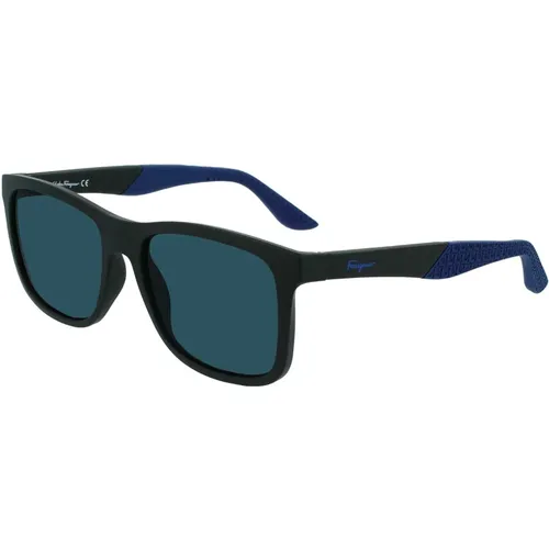 Matte /Smoke Blue Sunglasses Sf1028S , male, Sizes: 56 MM - Salvatore Ferragamo - Modalova