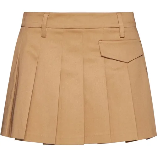 Leather Skirt with Mini Pleats , female, Sizes: S, XS, M, 2XS - Blanca Vita - Modalova