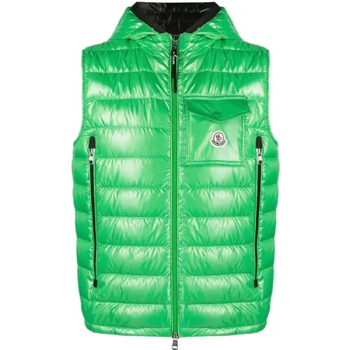 Down-filled Gilet with Hood , male, Sizes: 2XL - Moncler - Modalova