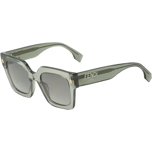 Quadratische Acetat-Sonnenbrille in Grau Transparent , Damen, Größe: 50 MM - Fendi - Modalova