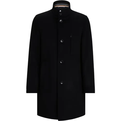 Slim-Fit Wool and Cashmere Coat with Signature-Stripe Trim , male, Sizes: 3XL, S, M - Hugo Boss - Modalova