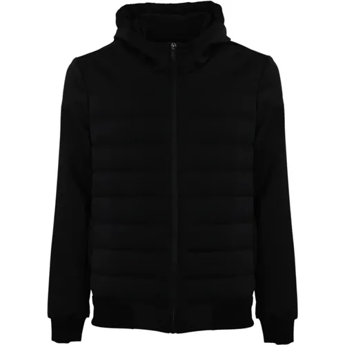 Grey Quilted Coat with Zipper and Hood , male, Sizes: M, L - RRD - Modalova