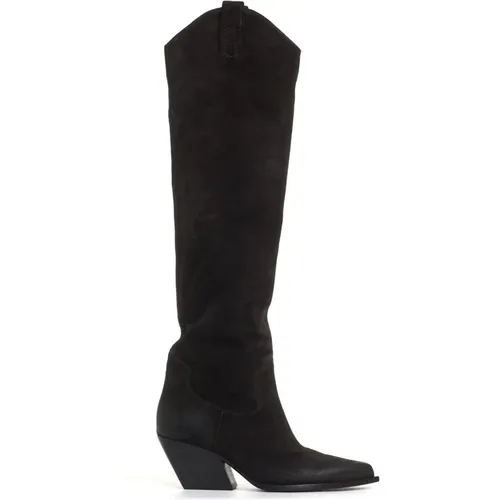 Dark Suede Ankle Boots , female, Sizes: 5 UK, 6 UK, 5 1/2 UK, 7 UK, 4 1/2 UK - Elena Iachi - Modalova