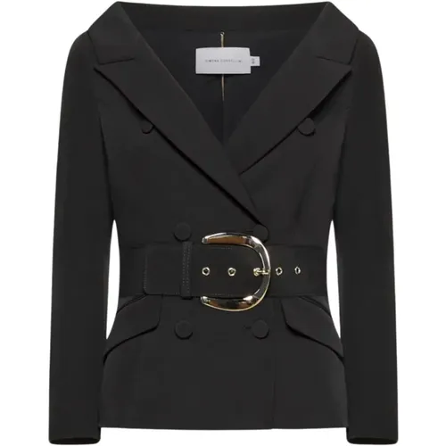 Jacket with Wide Neck and Belt , female, Sizes: XS, M - Simona Corsellini - Modalova