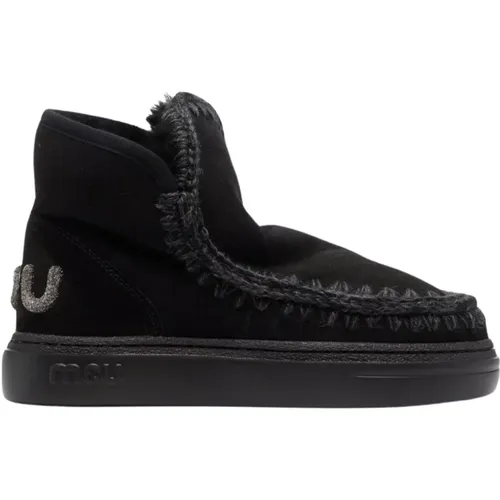 Schwarze Shearling Flache Sneakers , Damen, Größe: 40 EU - Mou - Modalova