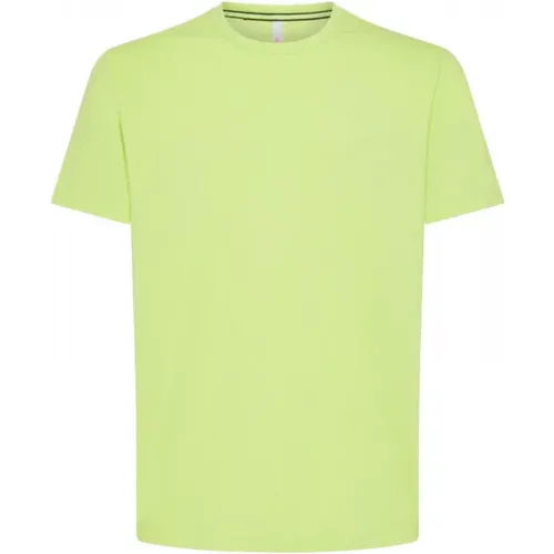 Besticktes Limettengrünes Baumwoll-T-Shirt - Sun68 - Modalova
