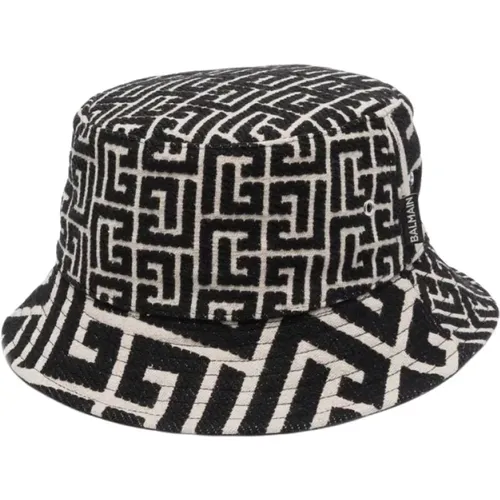 Stylische Hüte,Fischerhut aus Baumwollcanvas mit „ Paris“-Logo - Balmain - Modalova