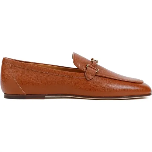 Grained Leather Loafers in Brandy Scuro - TOD'S - Modalova