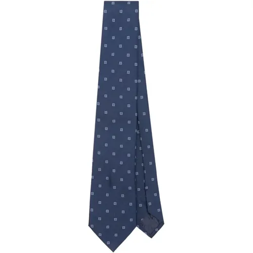 Nachtblaue gewebte Jacquard-Krawatte , Herren, Größe: ONE Size - Emporio Armani - Modalova