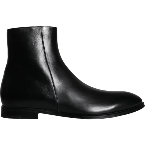 Schwarze Leder Stiefeletten Reißverschluss - Dolce & Gabbana - Modalova