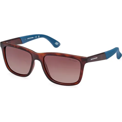 Polarisierte braune Sonnenbrille Havana-Stil , Herren, Größe: 54 MM - Skechers - Modalova