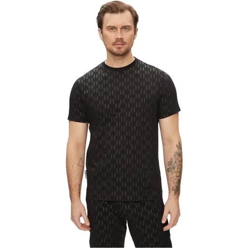 Schwarzes Baumwoll Regular Fit T-Shirt , Herren, Größe: L - Karl Lagerfeld - Modalova