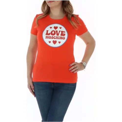 Bedrucktes T-Shirt - Frühling/Sommer Essential , Damen, Größe: M - Love Moschino - Modalova