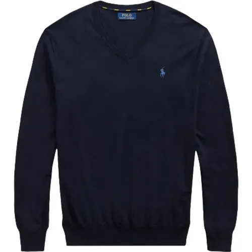 Slim Fit V-Ausschnitt Polo Pullover , Herren, Größe: M - Polo Ralph Lauren - Modalova