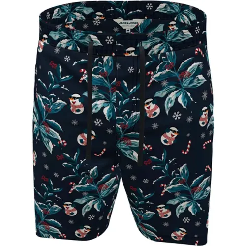 Jack Jones Shorts Kurze Hose Jpstjeff Jjjogger Shorts Xmas AKM mit Tunnelzug und Print-Motiv , Herren, Größe: S - jack & jones - Modalova