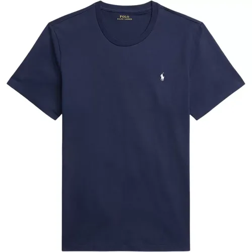 Geripptes Polo-Shirt mit Rundhalsausschnitt , Herren, Größe: M - Ralph Lauren - Modalova