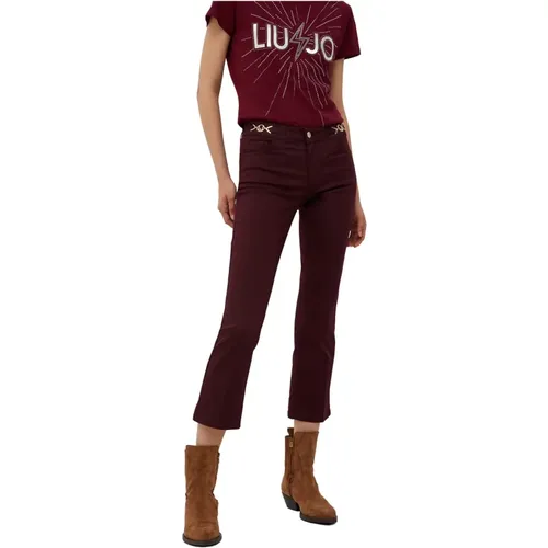 Bordeaux Cropped Hose mit goldenen Metall-Details , Damen, Größe: W31 - Liu Jo - Modalova