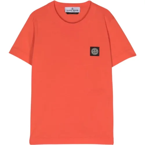 Rotes Coral T-Shirt mit Patch-Logo - Stone Island - Modalova