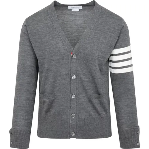 Wool V-Neck Cardigan Sweater , male, Sizes: L, 2XL, XL - Thom Browne - Modalova