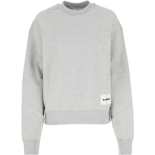 Melange grey cotton sweatshirt , female, Sizes: S, M - Jil Sander - Modalova