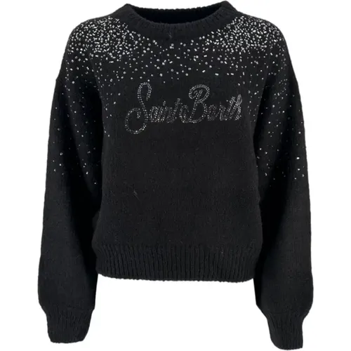 Schwarze Sweaters mit Saint Barth Logo , Damen, Größe: XS - MC2 Saint Barth - Modalova