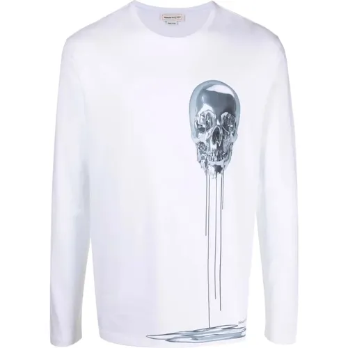 Stylish Skull Print Cotton T-Shirt , male, Sizes: L - alexander mcqueen - Modalova