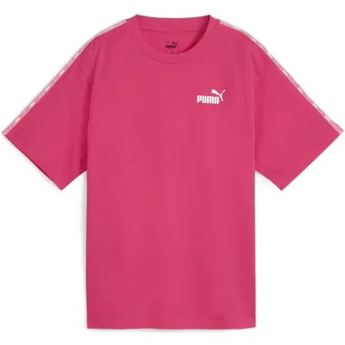 Fuchsia Tape Logo T-shirt Damen , Damen, Größe: S - Puma - Modalova