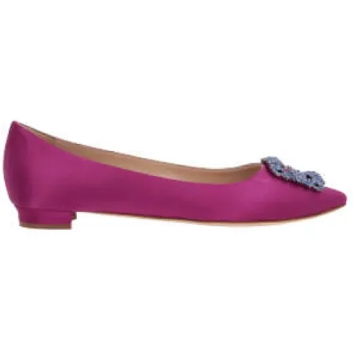 Silk Satin Dark Jewel Buckle Ballerina Shoes , female, Sizes: 4 1/2 UK, 3 1/2 UK, 3 UK - Manolo Blahnik - Modalova
