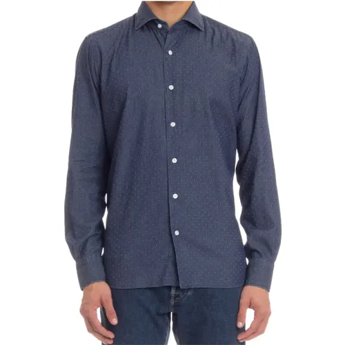 Denim Tailored Shirt with Mother of Pearl Buttons , male, Sizes: 3XL, M, XL, L - Barba - Modalova