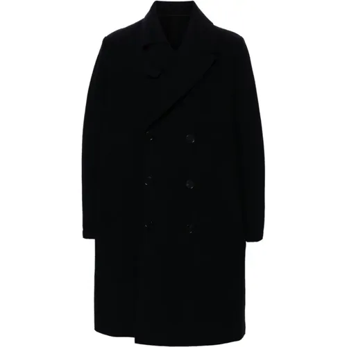 Navy Wool Double-Breasted Coat , male, Sizes: L, M - Harris Wharf London - Modalova