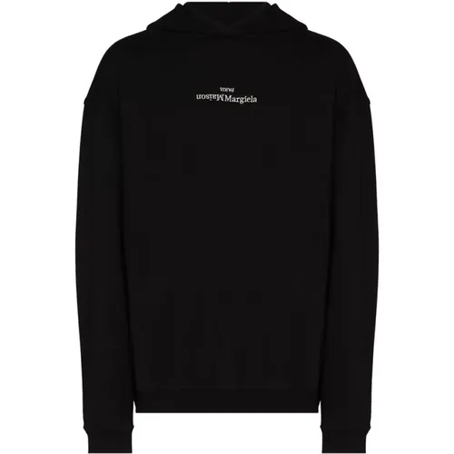 Schwarzer Sweatshirt mit Logo-Print - Maison Margiela - Modalova