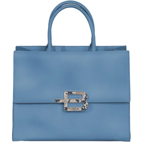 Blau Lederhandtasche mit Reißverschluss , Damen, Größe: ONE Size - Baldinini - Modalova