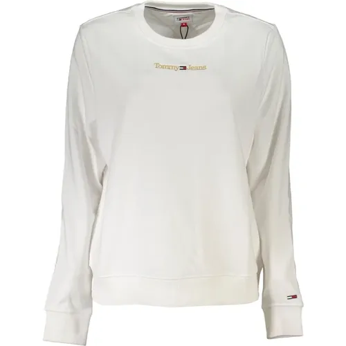 Weißer Sweatshirt mit Besticktem Logo , Damen, Größe: XS - Tommy Hilfiger - Modalova