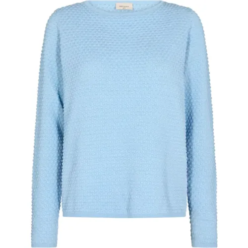 Blauer Pullover mit Punkten , Damen, Größe: S - Freequent - Modalova